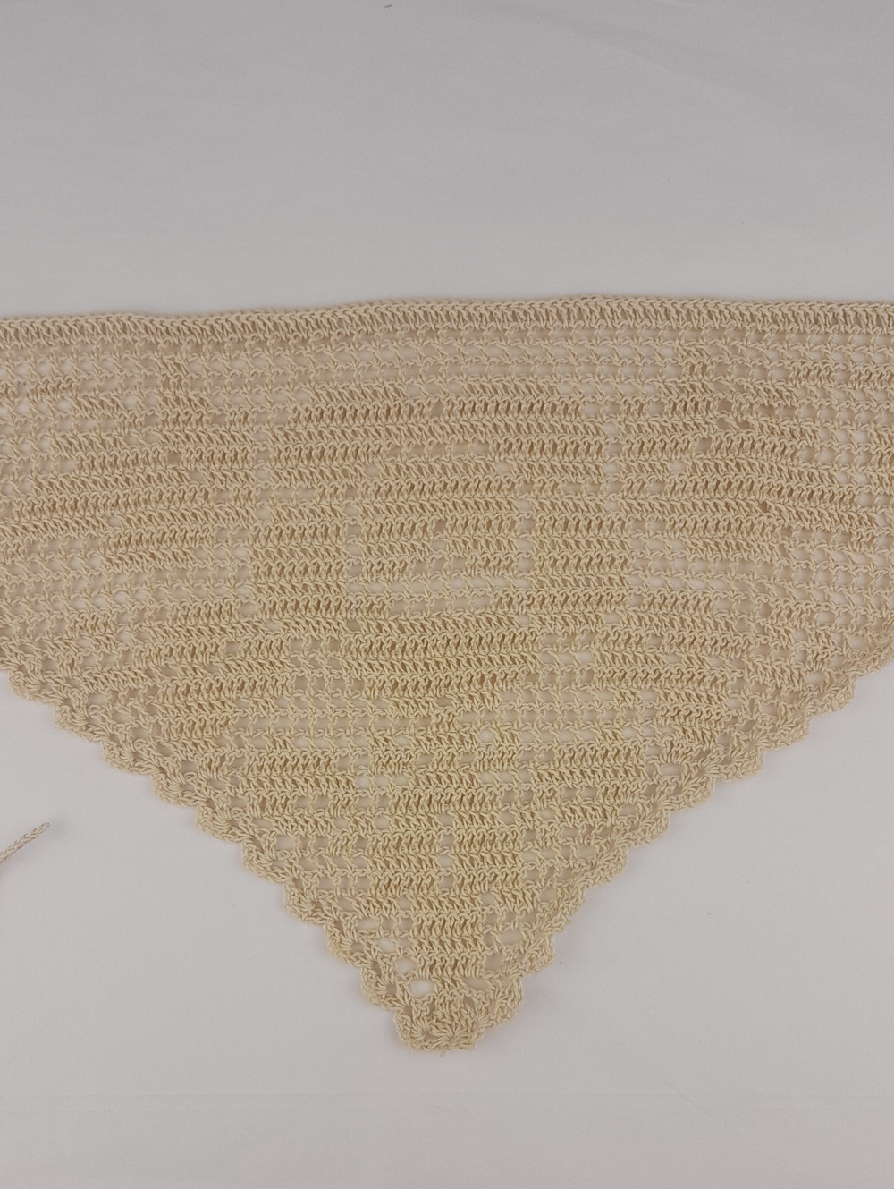 Handcrafted Cream Crochet Rose Filet Head Kerchief Bandana Tie Back - Picture 2 of 6